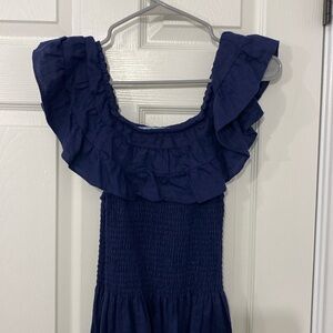 Hill house nap dress. Navy blue linen.